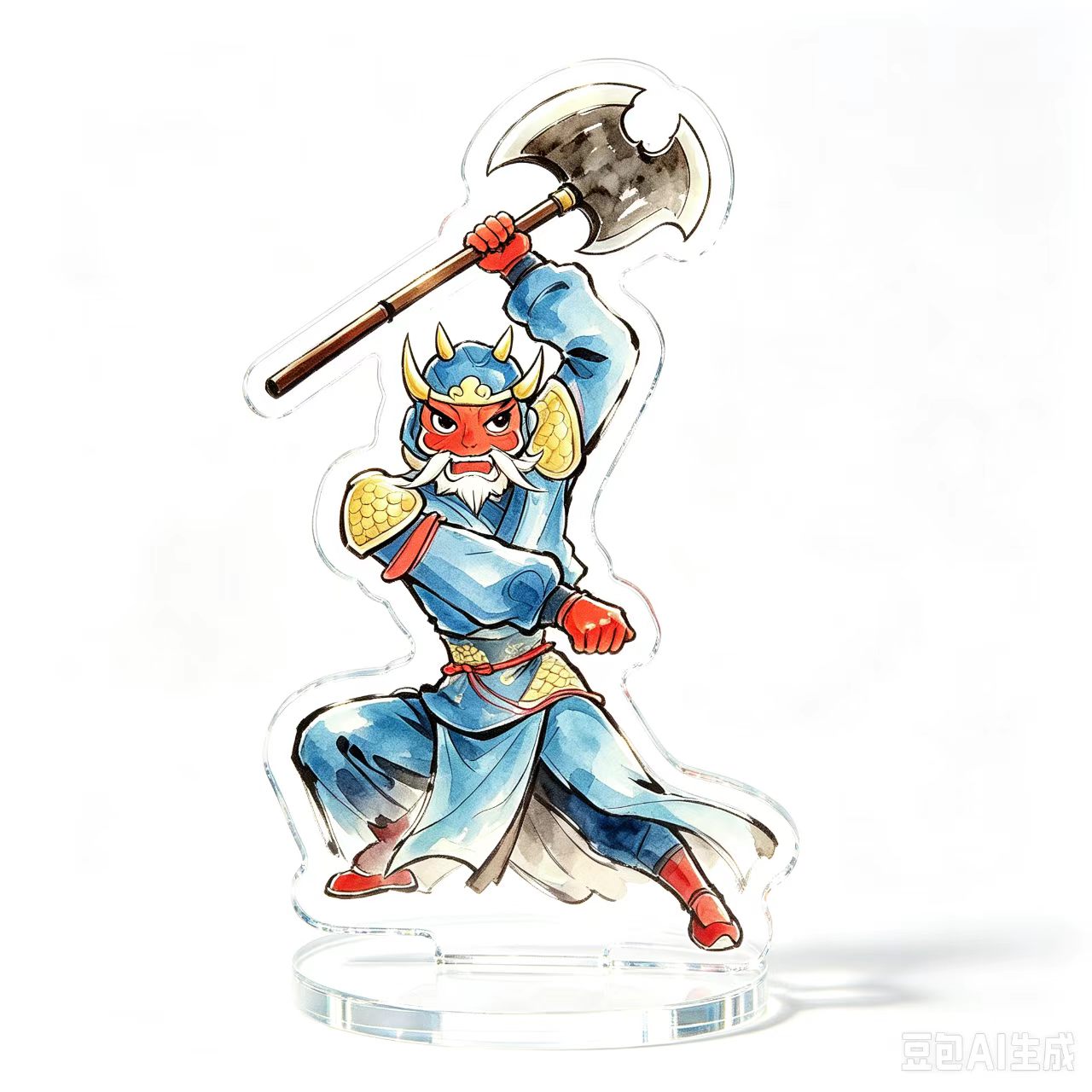 傩戏武将持斧立牌